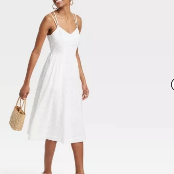 A New Day White Eyelet Midi Sundress Medium NWT - Picture 3 of 14